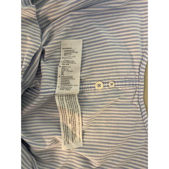 Abercrombie & Fitch Muscle Fit Collared Button Down Striped Shirt Blue/White XL - Picture 6 of 9